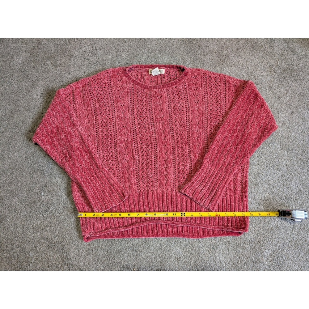 Vintage Style Chenille Cable Knit Sweater Boat Neck Slouchy Oversized Pullover